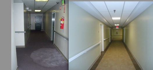 Briarcliff hallway before and after
